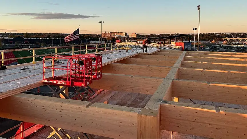 Under construction using binderholz products, picture by: Seagate CLT Installers